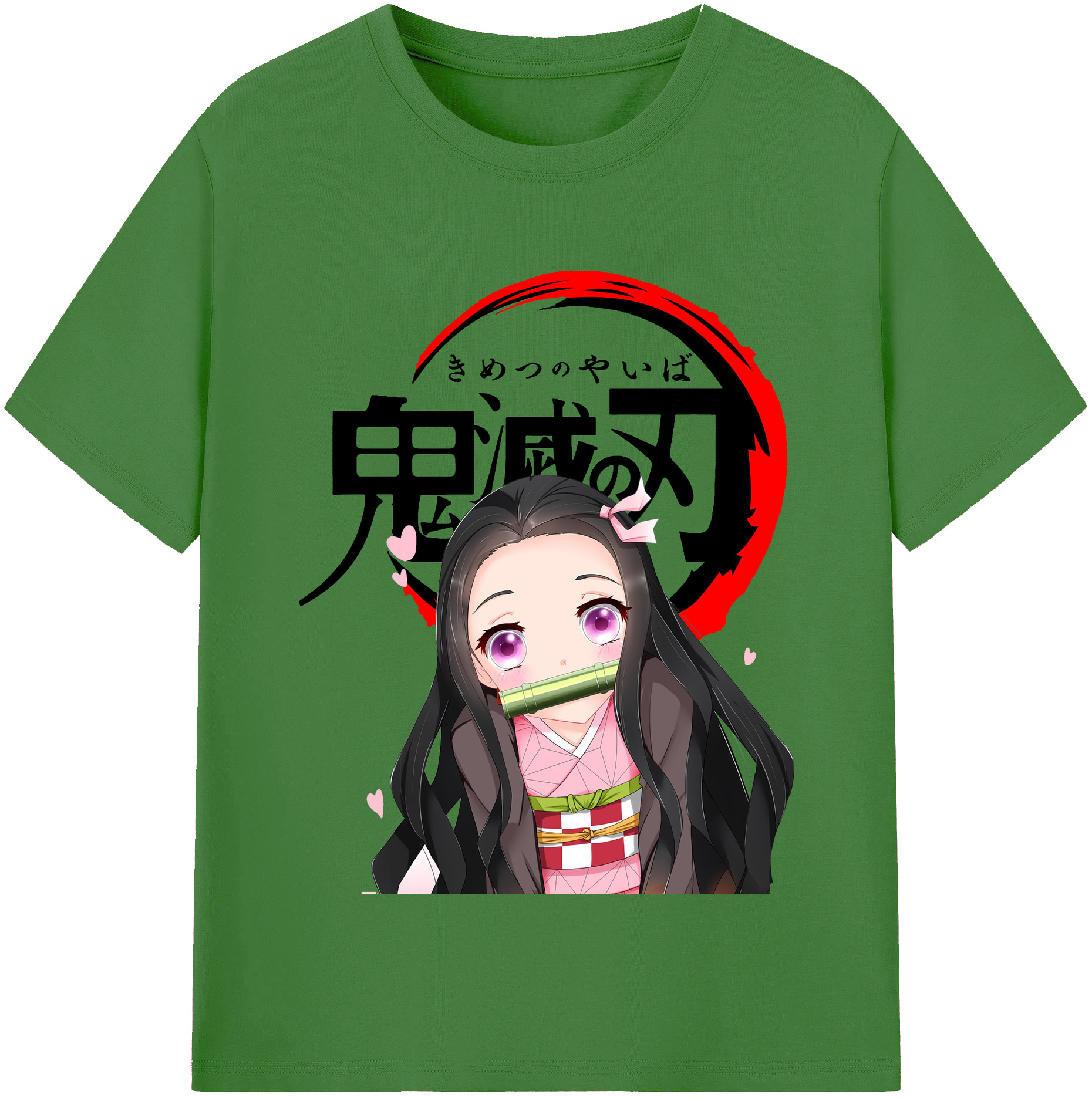 （画像用） 鬼滅の刃（きめつのやいば）竈門 禰󠄀豆子／かまど ねずこ Kamado Nezuko レディースカジュアルプリントTシャツ（綿100％）